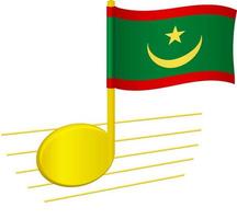 bandera de mauritania y nota musical vector