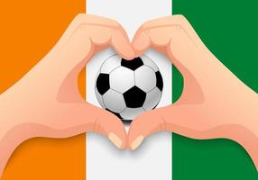 cote d'ivoire - Ivory Coast soccer ball and hand heart shape vector