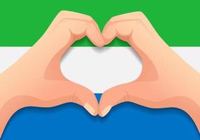 sierra leone flag and hand heart shape vector