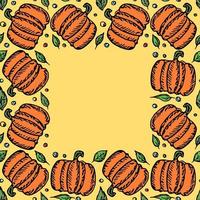 Pumpkin pattern with place for text. Seamless doodle vector with pumpkin icons. Vintage pumpkins pattern