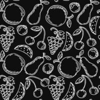 Seamless fruit pattern. apple and pear background. Doodle vector illustration with fruits