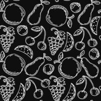 Seamless fruit pattern. apple and pear background. Doodle vector illustration with fruits