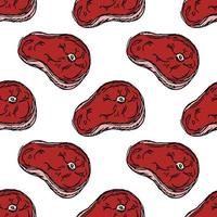 seamless steak pattern. vector doodle illustration with steak icon. pattern with meat