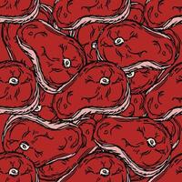 seamless steak pattern. vector doodle illustration with steak icon. pattern with meat