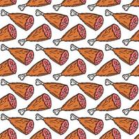 seamless meat pattern. vector doodle illustration with meat icon. pattern with meat