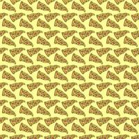 Seamless pizza pattern. Colored pizza background. Doodle vector pizza illustration