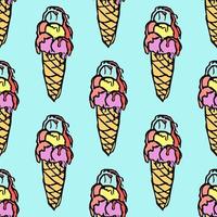 seamless ice cream pattern. vector doodle illustration with ice cream icon. pattern with ice cream