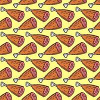 seamless meat pattern. vector doodle illustration with meat icon. pattern with meat