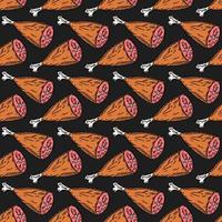 seamless meat pattern. vector doodle illustration with meat icon. pattern with meat