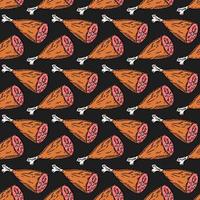 seamless meat pattern. vector doodle illustration with meat icon. pattern with meat