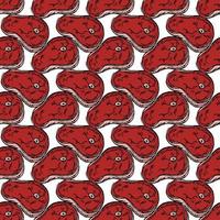 seamless steak pattern. vector doodle illustration with steak icon. pattern with meat