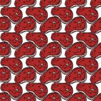 seamless steak pattern. vector doodle illustration with steak icon. pattern with meat