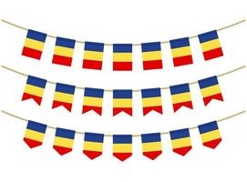 Chad flag on the ropes on white background. Set of Patriotic bunting flags. Bunting decoration of Chad flag vector