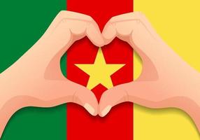 Cameroon flag and hand heart shape vector