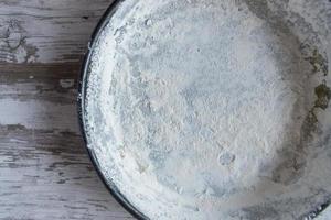 floured round cake pan top view photo