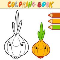 libro de colorear o página para niños. vector blanco y negro de cebolla