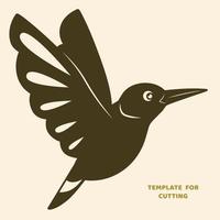 Template for laser cutting, wood carving, paper cut. Silhouettes for cutting. Bird vector stencil.