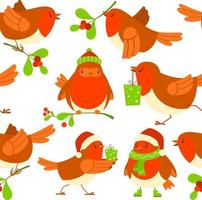 pájaro de navidad de patrones sin fisuras. ilustración de vector de fondo de navidad
