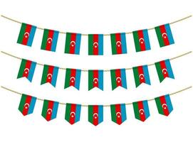 Azerbaijan flag on the ropes on white background. Set of Patriotic bunting flags. Bunting decoration of Azerbaijan flag vector
