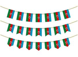 bandera de azerbaiyán en las cuerdas sobre fondo blanco. conjunto de banderas patrióticas del empavesado. decoración del empavesado de la bandera de azerbaiyán vector