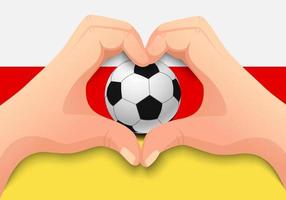 Balón de fútbol de Osetia del Sur y forma de corazón de mano vector