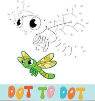 Dot to dot puzzle. Connect dots game. dragonfly vector illustration