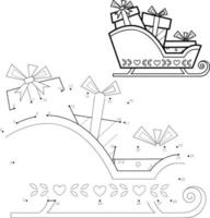 Dot to dot Christmas puzzle for children. Connect dots game. Christmas sled vector