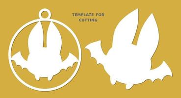 Template for laser cutting, wood carving, paper cut. Animal silhouettes for cutting. Bat vector stencil.