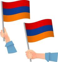 icono de la bandera de armenia en la mano vector