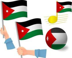 conjunto de iconos de bandera de jordania vector