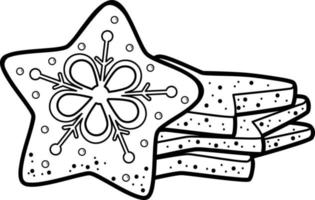 Christmas coloring book or page for kids. Christmas cookies black and white vector illustration