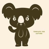 Template for laser cutting, wood carving, paper cut. Silhouettes for cutting. Koala vector stencil.