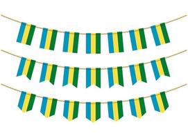 Gabon flag on the ropes on white background. Set of Patriotic bunting flags. Bunting decoration of Gabon flag vector