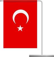 Turkey flag on pole icon vector