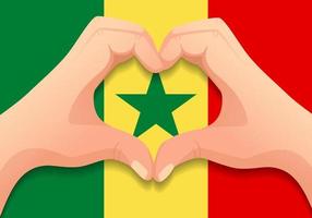 Senegal flag and hand heart shape vector