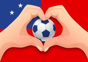 Samoa soccer ball and hand heart shape