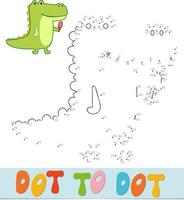 Dot to dot puzzle for children. Connect dots game. Alligator vector illustration