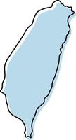 Stylized simple outline map of Taiwan icon. Blue sketch map of Taiwan vector illustration