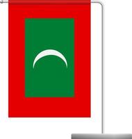 Maldives flag on pole icon vector