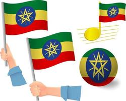 conjunto de iconos de bandera de etiopía vector