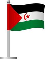 Sahrawi Arab Democratic Republic flag on pole icon vector