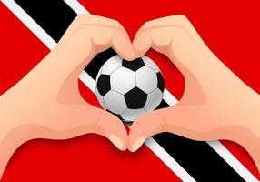 Trinidad and Tobago soccer ball and hand heart shape
