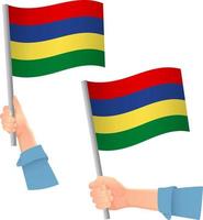 Mauritius flag in hand icon vector