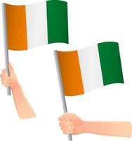 cote d'ivoire - Ivory Coast flag in hand icon vector