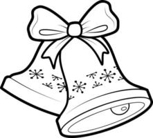 Christmas coloring book or page for kids. Christmas bell black and white vector illustration