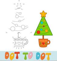 Dot to dot Christmas puzzle. Connect dots game. Christmas tree vector illustration