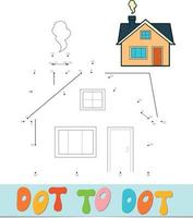 Dot to dot puzzle. Connect dots game. house vector illustration