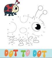 Dot to dot puzzle. Connect dots game. ladybug vector illustration