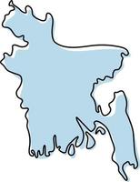 Stylized simple outline map of Bangladesh icon. Blue sketch map of Bangladesh vector illustration