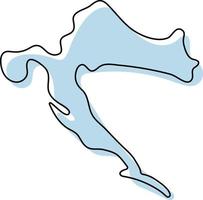 Stylized simple outline map of Croatia icon. Blue sketch map of Croatia vector illustration